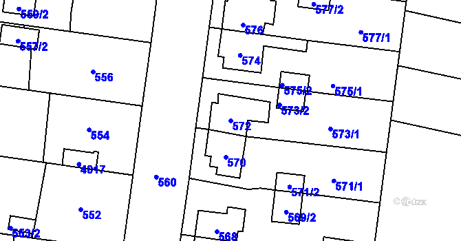 Parcela st. 572 v KÚ Moravská Třebová, Katastrální mapa