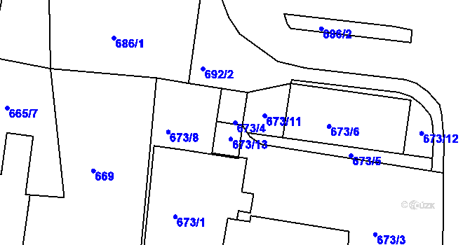 Parcela st. 673/4 v KÚ Moravská Třebová, Katastrální mapa