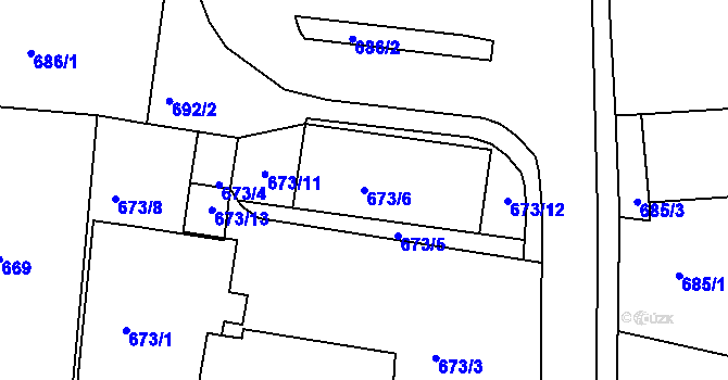 Parcela st. 673/6 v KÚ Moravská Třebová, Katastrální mapa
