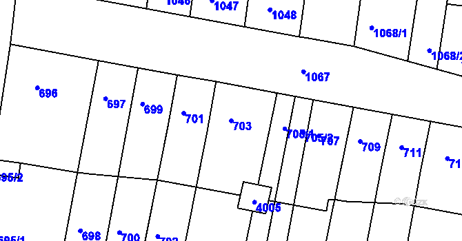 Parcela st. 703 v KÚ Moravská Třebová, Katastrální mapa