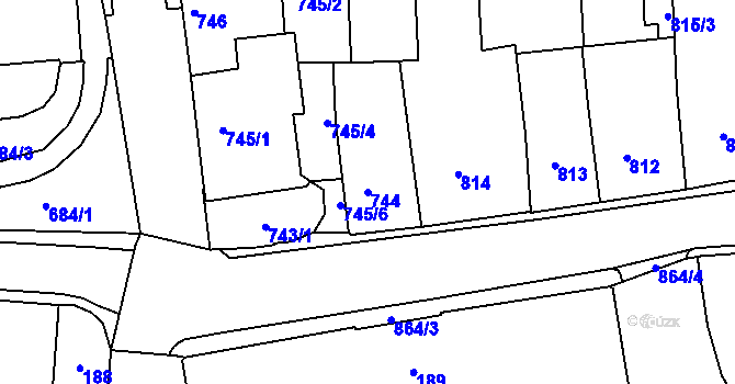 Parcela st. 744 v KÚ Moravská Třebová, Katastrální mapa