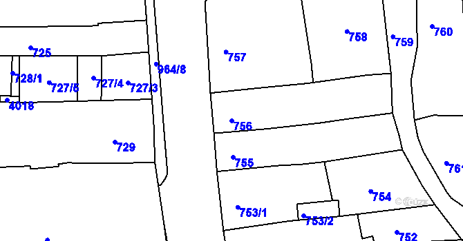 Parcela st. 756 v KÚ Moravská Třebová, Katastrální mapa