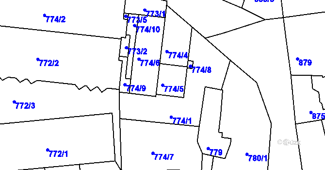 Parcela st. 774/5 v KÚ Moravská Třebová, Katastrální mapa