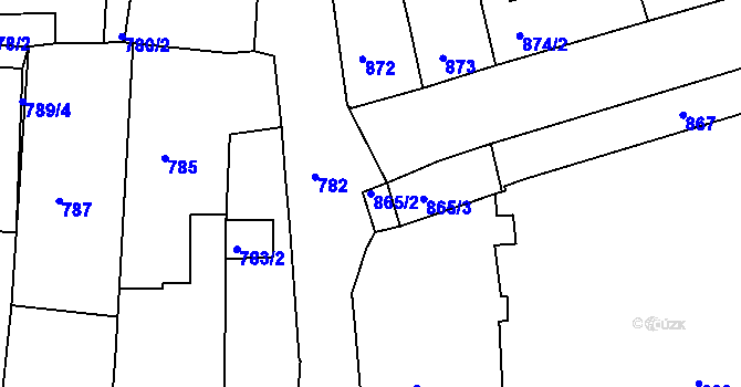 Parcela st. 865/2 v KÚ Moravská Třebová, Katastrální mapa