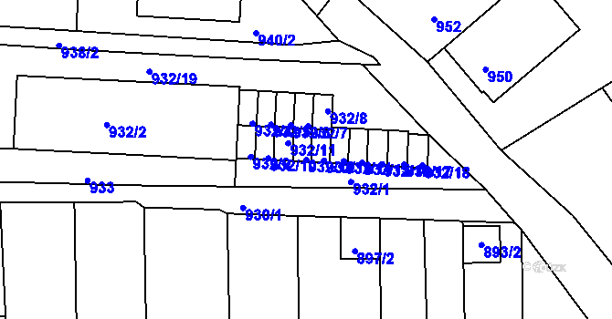 Parcela st. 932/12 v KÚ Moravská Třebová, Katastrální mapa