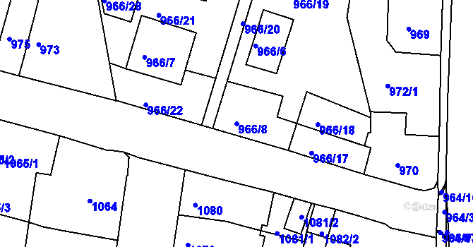 Parcela st. 966/8 v KÚ Moravská Třebová, Katastrální mapa