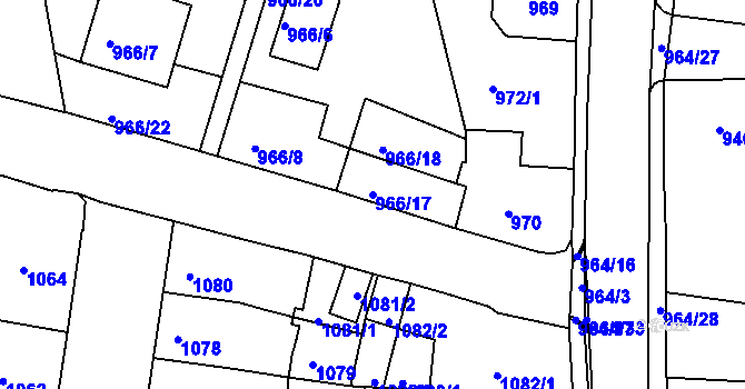 Parcela st. 966/17 v KÚ Moravská Třebová, Katastrální mapa