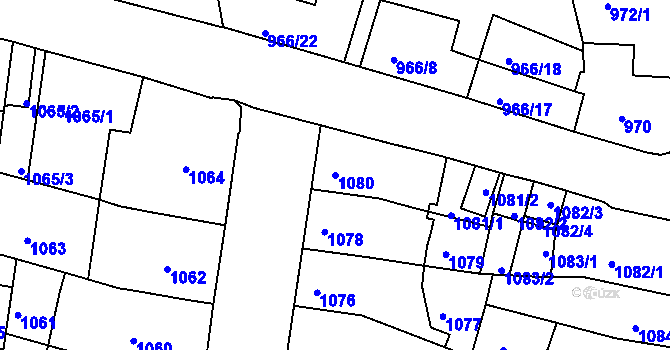 Parcela st. 1080 v KÚ Moravská Třebová, Katastrální mapa