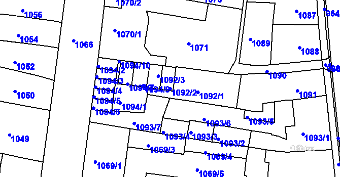 Parcela st. 1092/2 v KÚ Moravská Třebová, Katastrální mapa