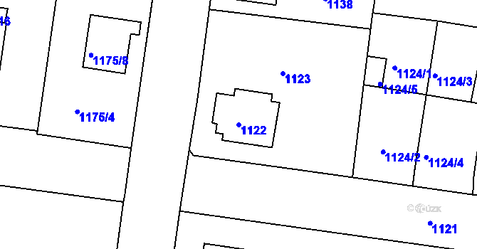 Parcela st. 1122 v KÚ Moravská Třebová, Katastrální mapa