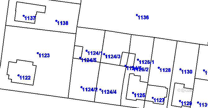 Parcela st. 1124/3 v KÚ Moravská Třebová, Katastrální mapa