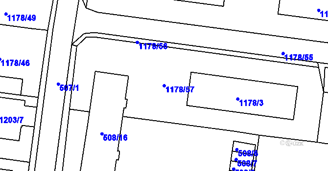 Parcela st. 1178/57 v KÚ Moravská Třebová, Katastrální mapa