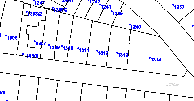 Parcela st. 1312 v KÚ Moravská Třebová, Katastrální mapa