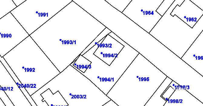 Parcela st. 1994/2 v KÚ Moravská Třebová, Katastrální mapa