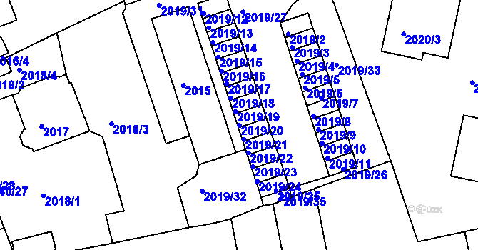Parcela st. 2019/20 v KÚ Moravská Třebová, Katastrální mapa