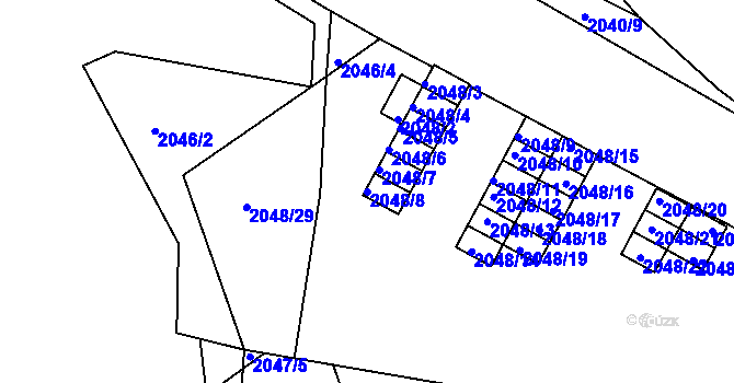 Parcela st. 2048/8 v KÚ Moravská Třebová, Katastrální mapa