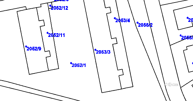 Parcela st. 2053/2 v KÚ Moravská Třebová, Katastrální mapa