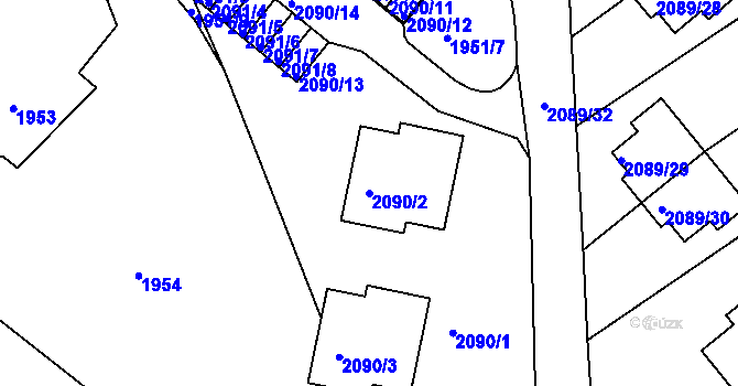 Parcela st. 2090/2 v KÚ Moravská Třebová, Katastrální mapa