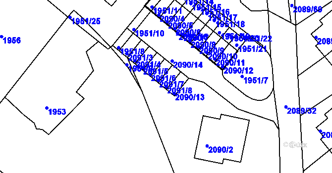 Parcela st. 2091/8 v KÚ Moravská Třebová, Katastrální mapa