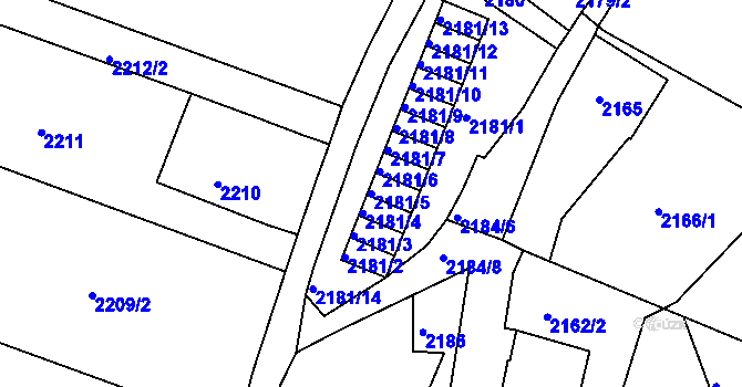 Parcela st. 2181/5 v KÚ Moravská Třebová, Katastrální mapa