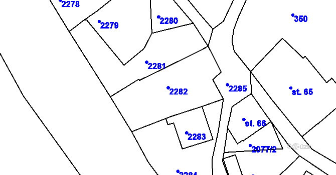 Parcela st. 2282 v KÚ Moravská Třebová, Katastrální mapa