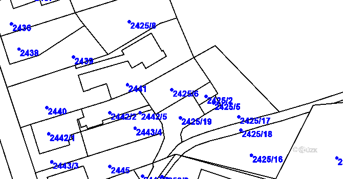 Parcela st. 2425/6 v KÚ Moravská Třebová, Katastrální mapa