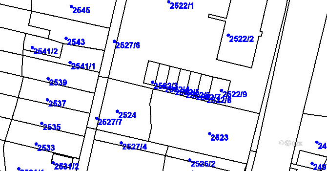Parcela st. 2522/4 v KÚ Moravská Třebová, Katastrální mapa
