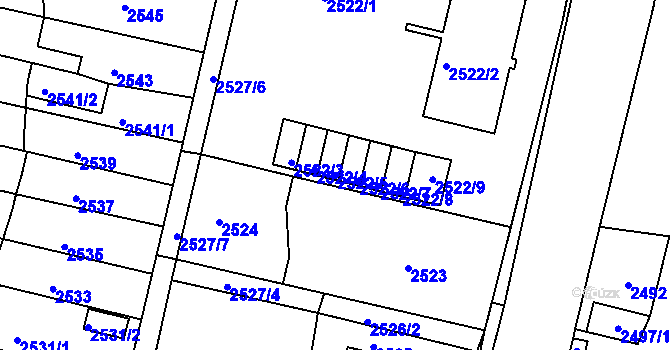 Parcela st. 2522/5 v KÚ Moravská Třebová, Katastrální mapa