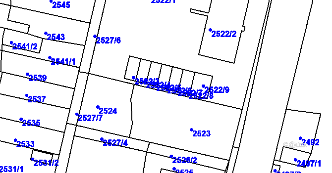 Parcela st. 2522/6 v KÚ Moravská Třebová, Katastrální mapa