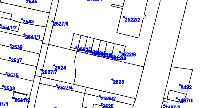 Parcela st. 2522/7 v KÚ Moravská Třebová, Katastrální mapa