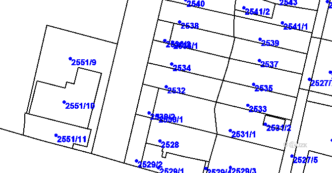 Parcela st. 2532 v KÚ Moravská Třebová, Katastrální mapa