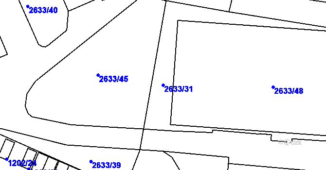 Parcela st. 2633/31 v KÚ Moravská Třebová, Katastrální mapa