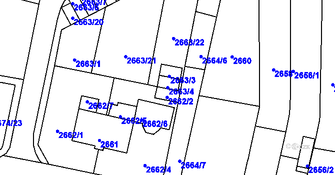 Parcela st. 2663/4 v KÚ Moravská Třebová, Katastrální mapa