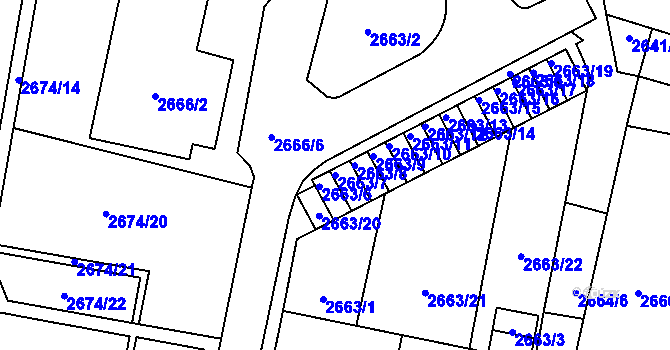 Parcela st. 2663/7 v KÚ Moravská Třebová, Katastrální mapa