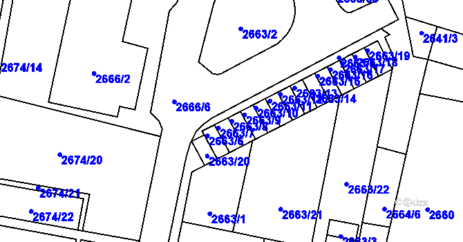 Parcela st. 2663/8 v KÚ Moravská Třebová, Katastrální mapa