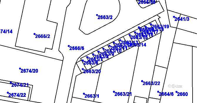 Parcela st. 2663/9 v KÚ Moravská Třebová, Katastrální mapa