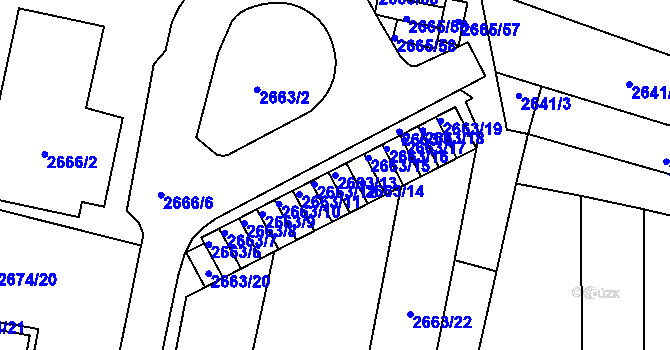Parcela st. 2663/13 v KÚ Moravská Třebová, Katastrální mapa