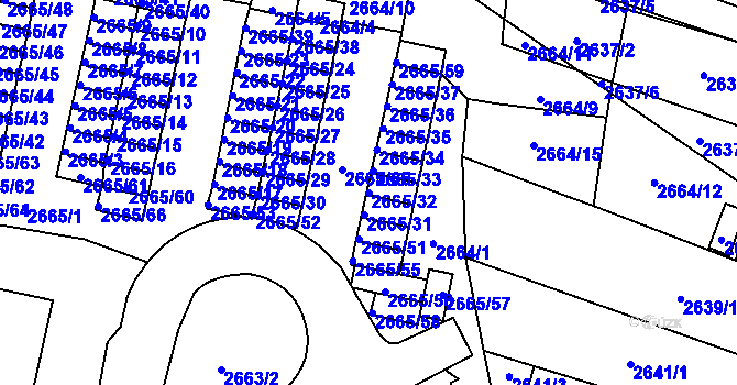Parcela st. 2665/32 v KÚ Moravská Třebová, Katastrální mapa