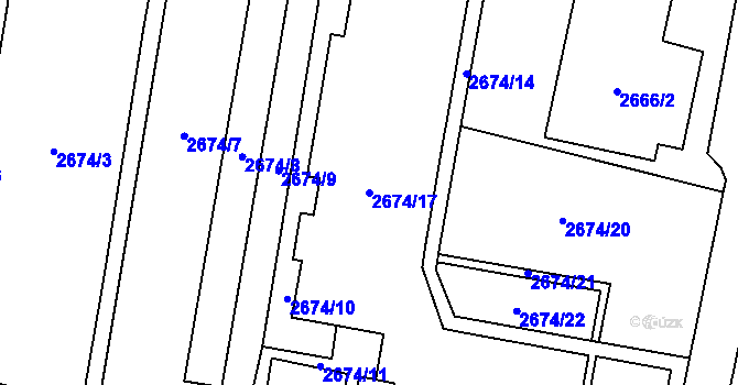 Parcela st. 2674/17 v KÚ Moravská Třebová, Katastrální mapa