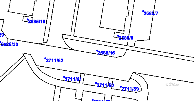 Parcela st. 2685/16 v KÚ Moravská Třebová, Katastrální mapa
