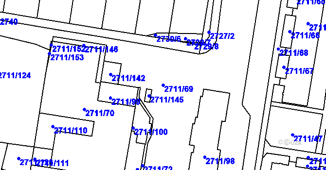 Parcela st. 2711/69 v KÚ Moravská Třebová, Katastrální mapa
