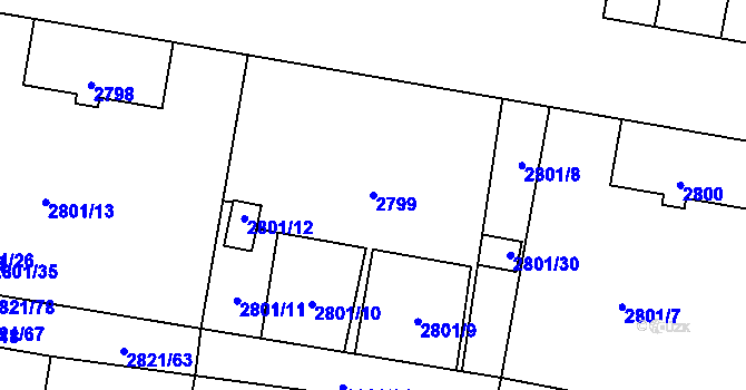 Parcela st. 2799 v KÚ Moravská Třebová, Katastrální mapa
