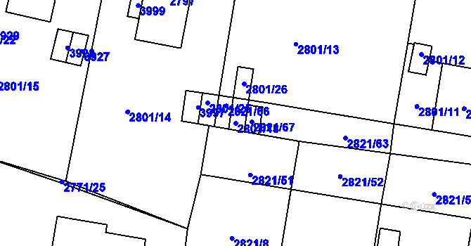 Parcela st. 2801/18 v KÚ Moravská Třebová, Katastrální mapa