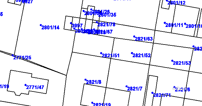 Parcela st. 2821/51 v KÚ Moravská Třebová, Katastrální mapa