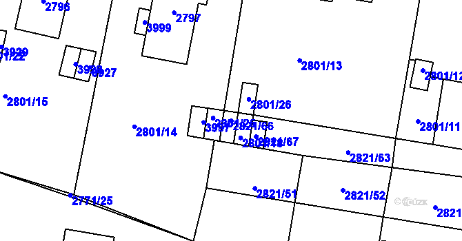 Parcela st. 2821/66 v KÚ Moravská Třebová, Katastrální mapa
