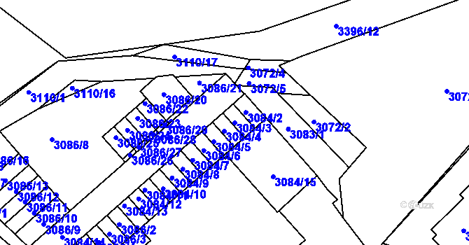 Parcela st. 3084/3 v KÚ Moravská Třebová, Katastrální mapa