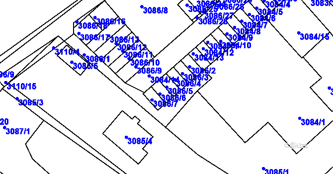 Parcela st. 3086/5 v KÚ Moravská Třebová, Katastrální mapa