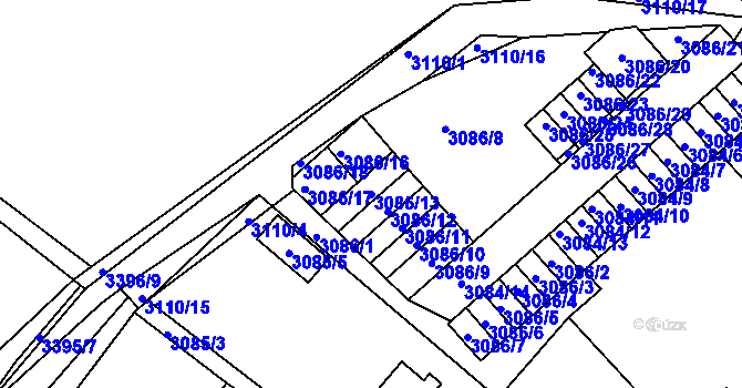 Parcela st. 3086/13 v KÚ Moravská Třebová, Katastrální mapa