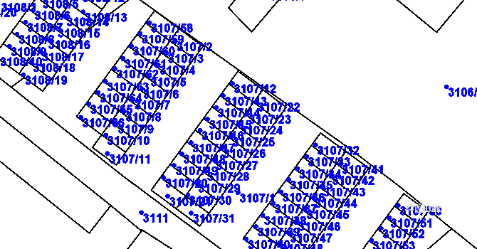 Parcela st. 3107/24 v KÚ Moravská Třebová, Katastrální mapa