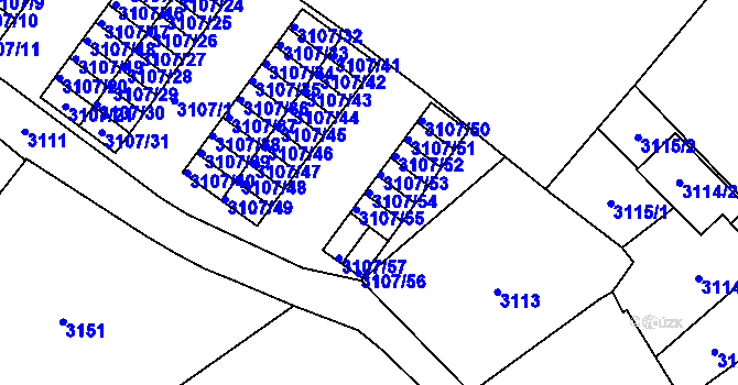 Parcela st. 3107/54 v KÚ Moravská Třebová, Katastrální mapa